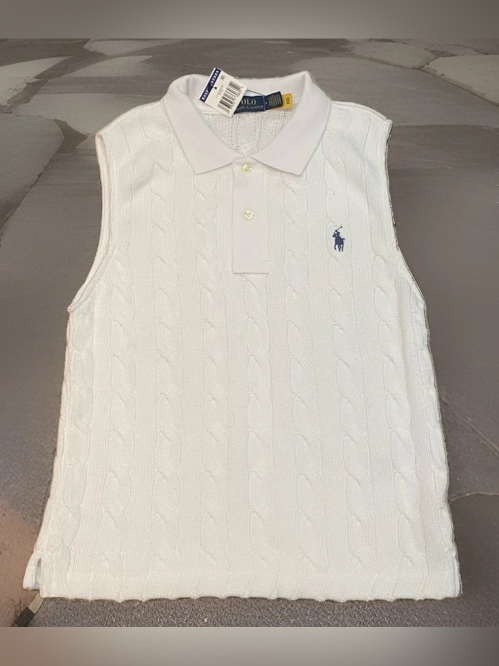Polo Ralph Lauren Cable Knit Sleeveless Polo Shirt - Picture 2 of 8